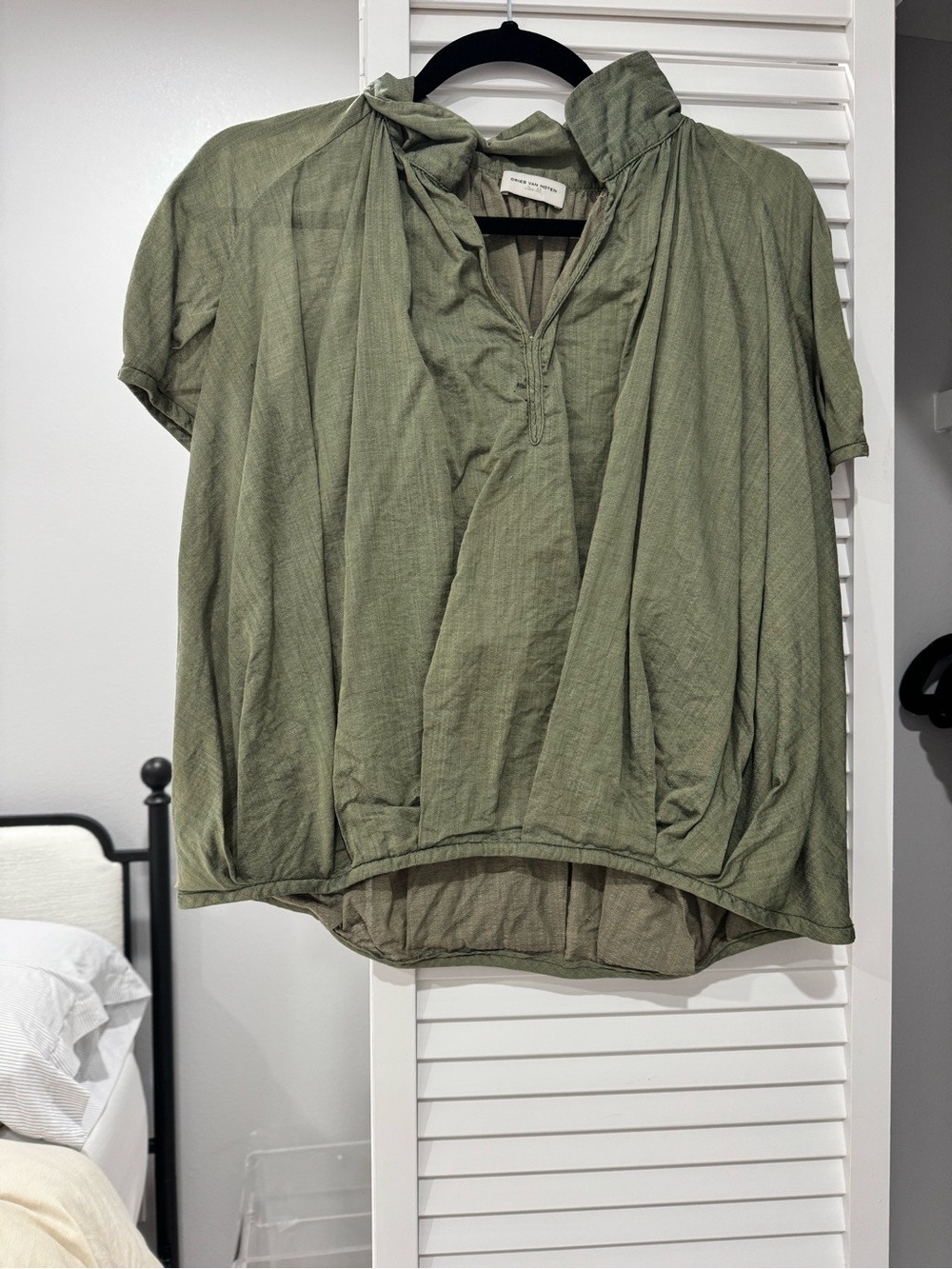 Dries Van Noten Olive Green women’s short-Sleeve Shirt